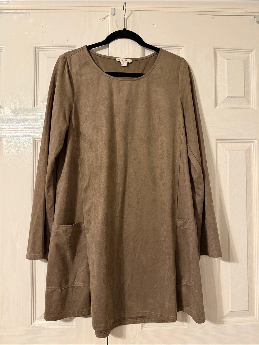 Casual Taupe Long-Sleeve A-Line Dress - Picture 1 of 5